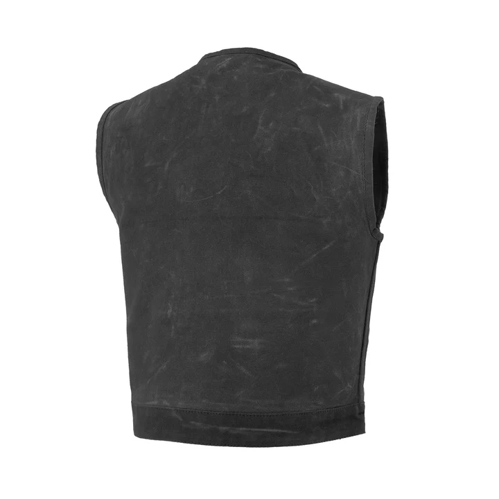 Lowside - Waxed Men's Motorcycle Canvas Vest - Image 2