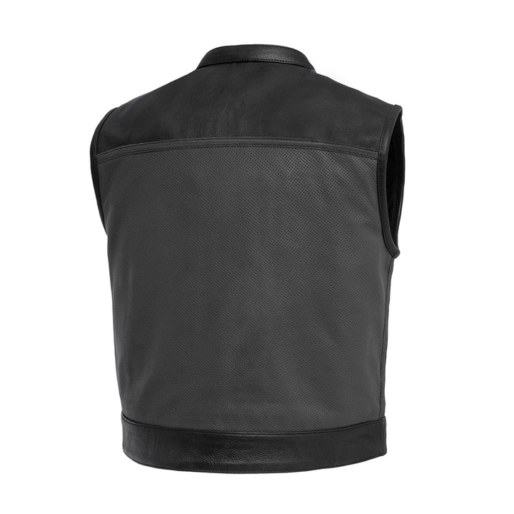 Two Tone Lowrider Perforated Women's Leather Vest - Image 2