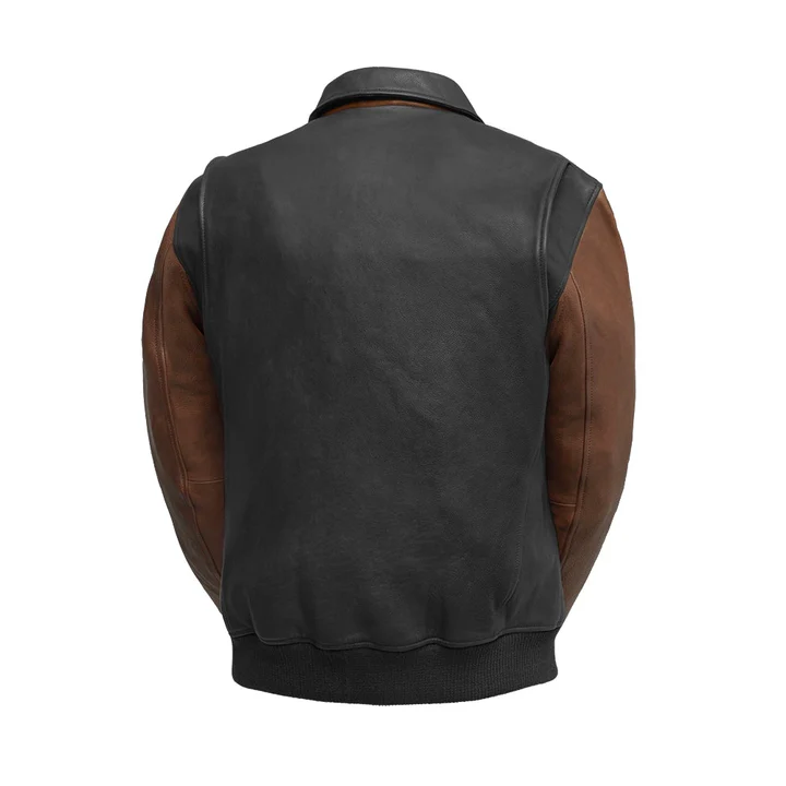 Moto Bomber Two Tone - Men's Leather Jacket - Image 2