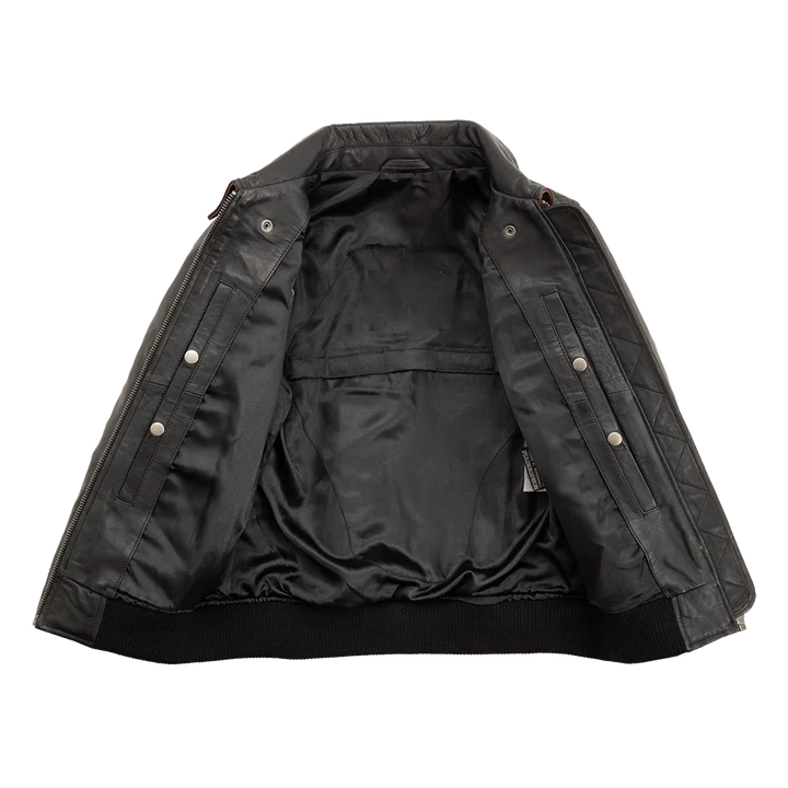 Nancy - Women's Moto Bomber Leather Jacket - Image 3