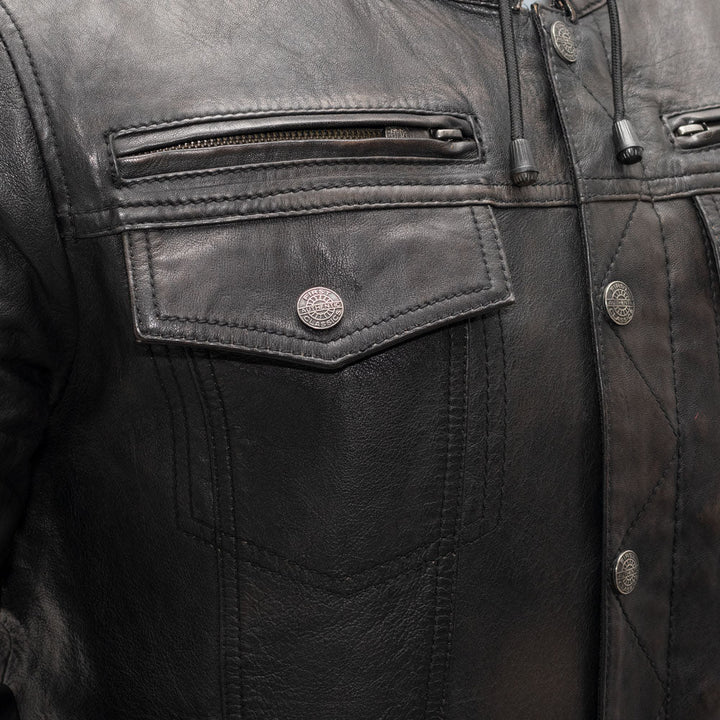 Vendetta Men's Motorcycle Leather Jacket - Image 3
