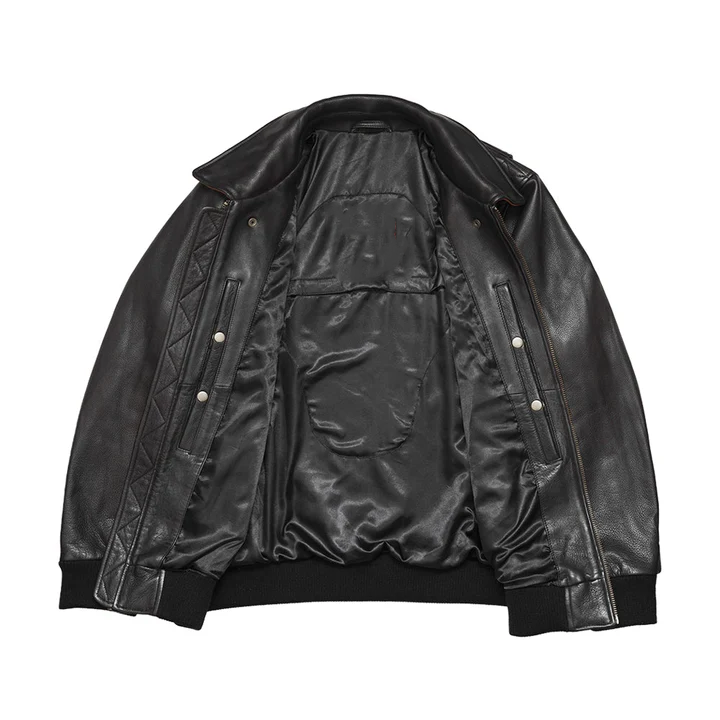 Moto Bomber - Men's Leather Jacket - Image 4