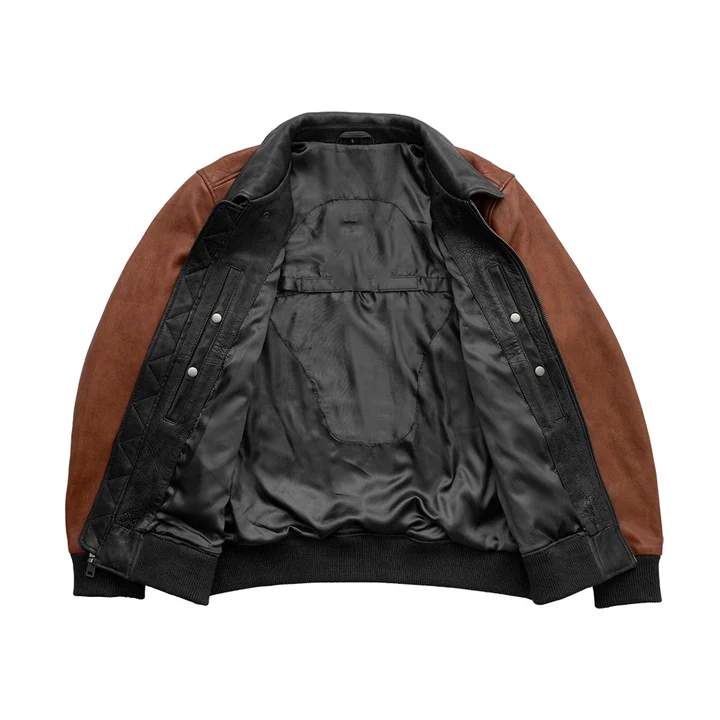 Moto Bomber Two Tone - Men's Leather Jacket - Image 4