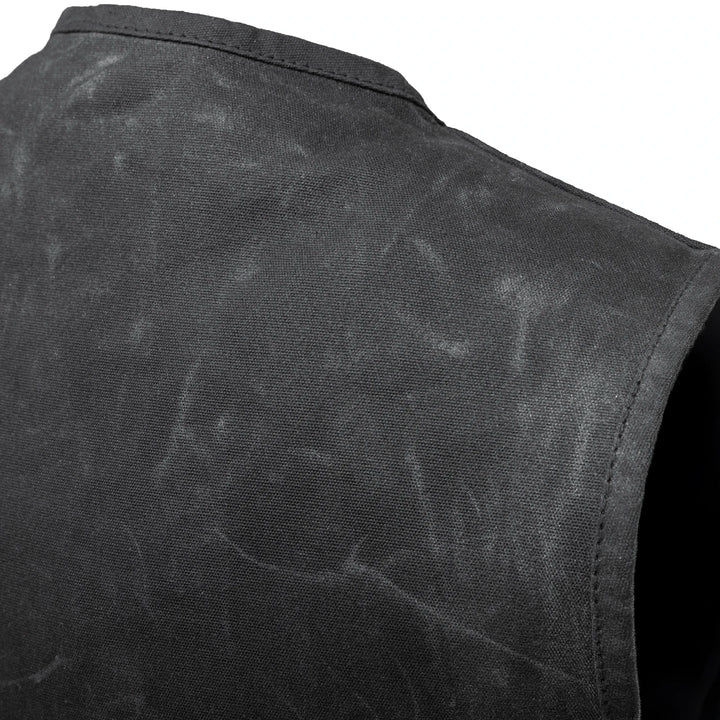 Lowside - Waxed Men's Motorcycle Canvas Vest - Image 3