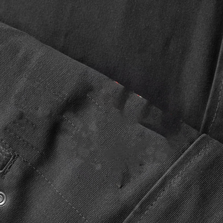Hunt Club Motorcycle Leather Canvas Vest Black - Image 4