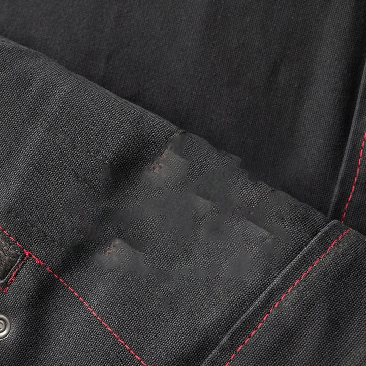 Hunt Club Motorcycle Leather Canvas Vest Black/Red - Image 3