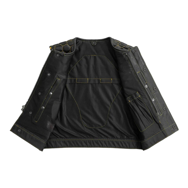 Lowside Hornet Perforated Men's Club Style Leather Vest - Image 3