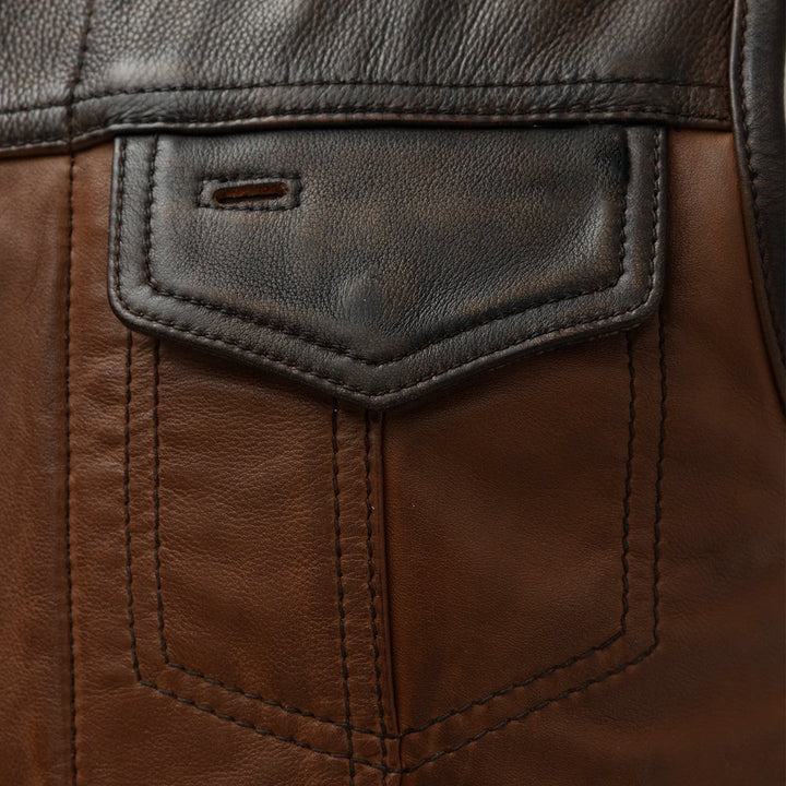 Lowside Gunner Men's Motorcycle Leather Vest - Image 4