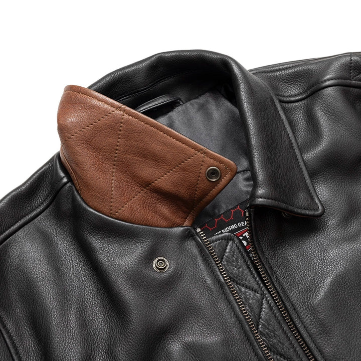 Moto Bomber Two Tone - Men's Leather Jacket - Image 5