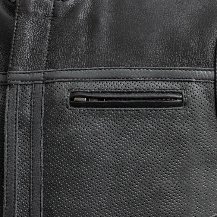 Two Tone Lowrider Perforated Men's Leather Vest - Image 4