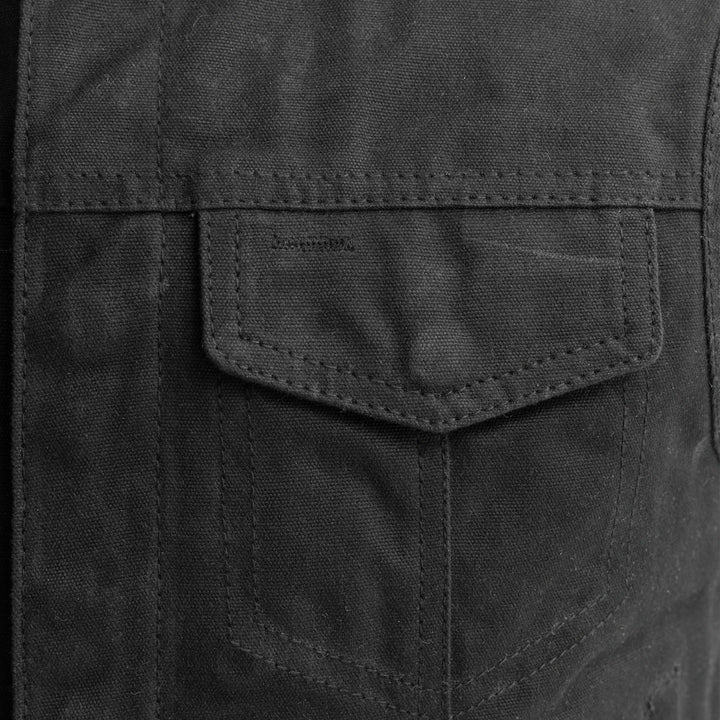 Lowside - Waxed Men's Motorcycle Canvas Vest - Image 4
