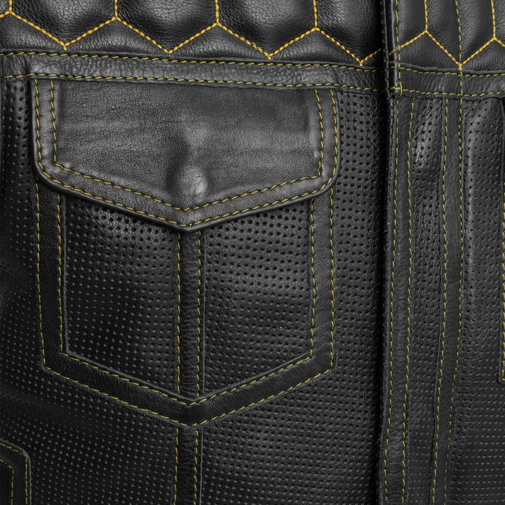 Lowside Hornet Perforated Men's Club Style Leather Vest - Image 4
