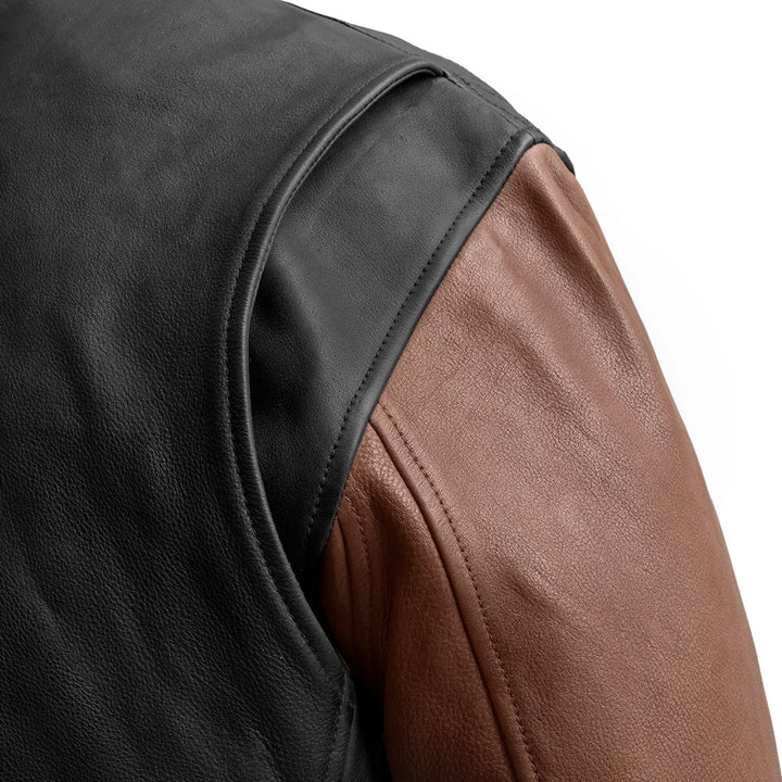 Moto Bomber Two Tone - Men's Leather Jacket - Image 3