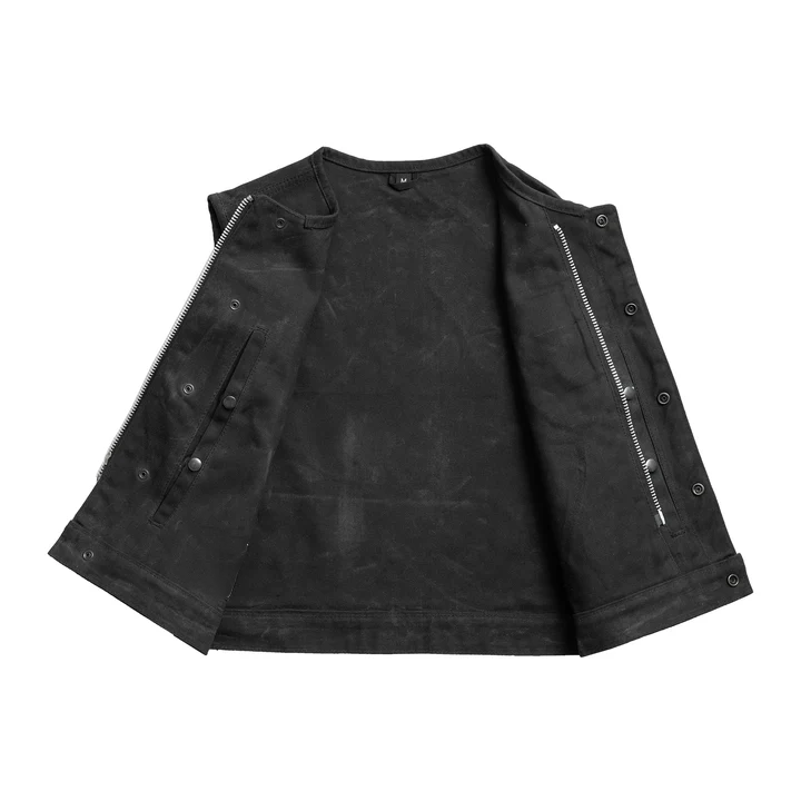 Lowside Waxed Men's Motorcycle Canvas Vest - Image 3